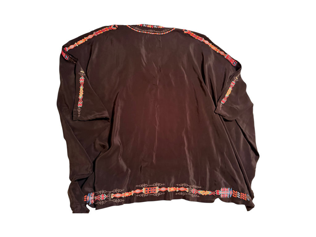 Johnny Was Silk Embroidered Poncho Black 100% Silk - S - Image 4