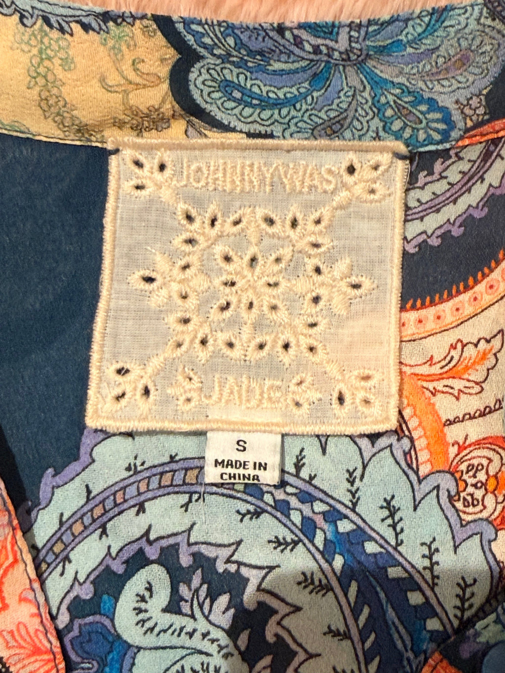 Johnny Was Long Sleeve Blouse Button Front Paisley Print - Image 5