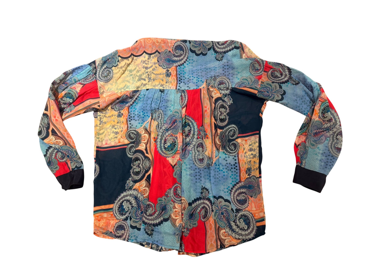 Johnny Was Long Sleeve Blouse Button Front Paisley Print - Image 4