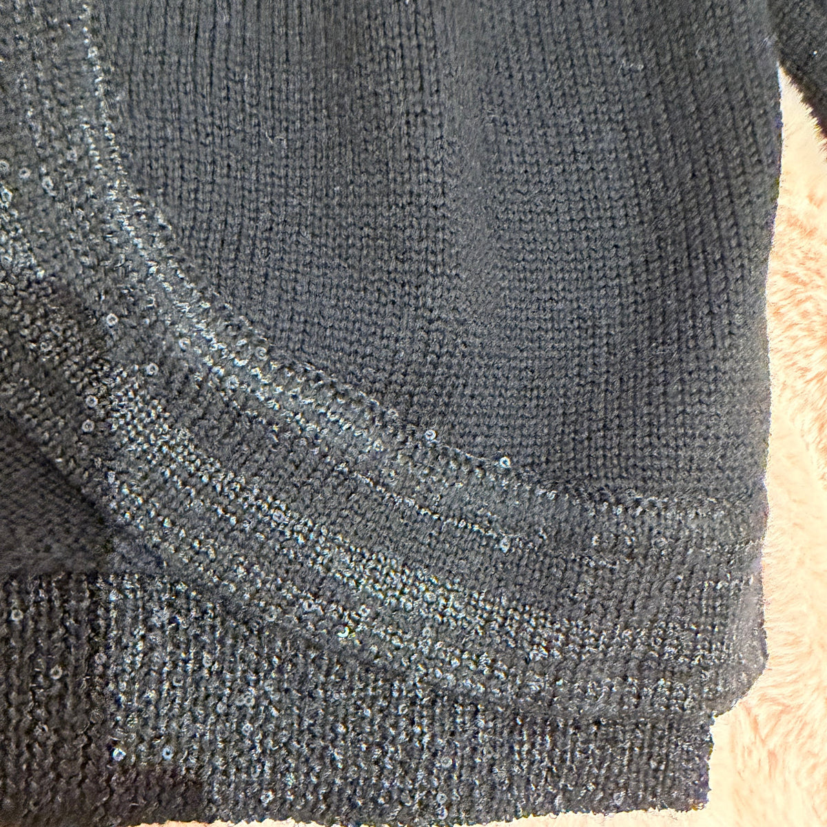 Brooks Brothers Black Sweater Knit Top XS with Sequin Detail - Image 2