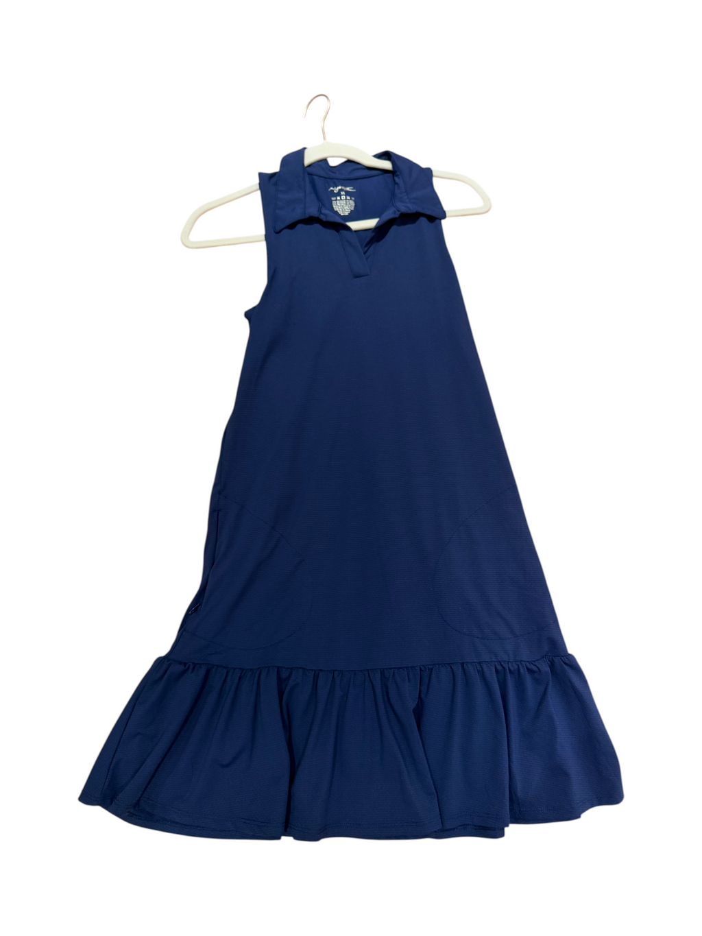 gottex Sleeveless Dress  Navy Polyester Spandex Ruffled Hem - XS - Image 1