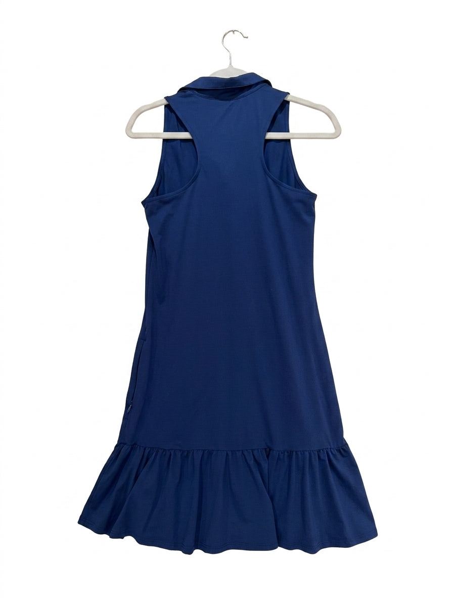 gottex Sleeveless Dress  Navy Polyester Spandex Ruffled Hem - XS - Image 2