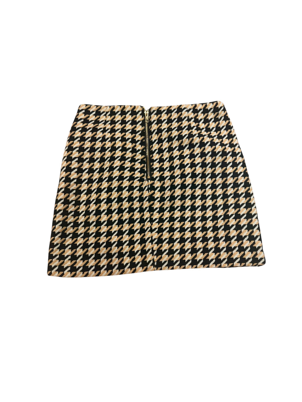 Walter Baker Houndstooth Mini Skirt Black Beige White Button Detail - Size 2 - Image 3