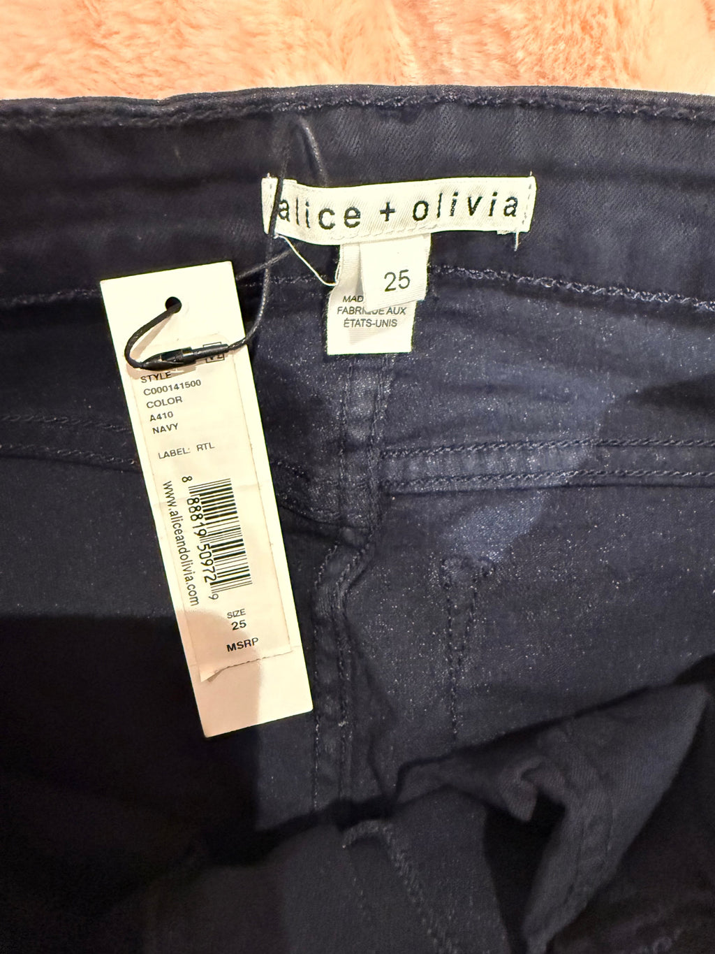 Alice + Olivia Flared Heel Jeans Navy Cotton Blend - size 25 - Image 3