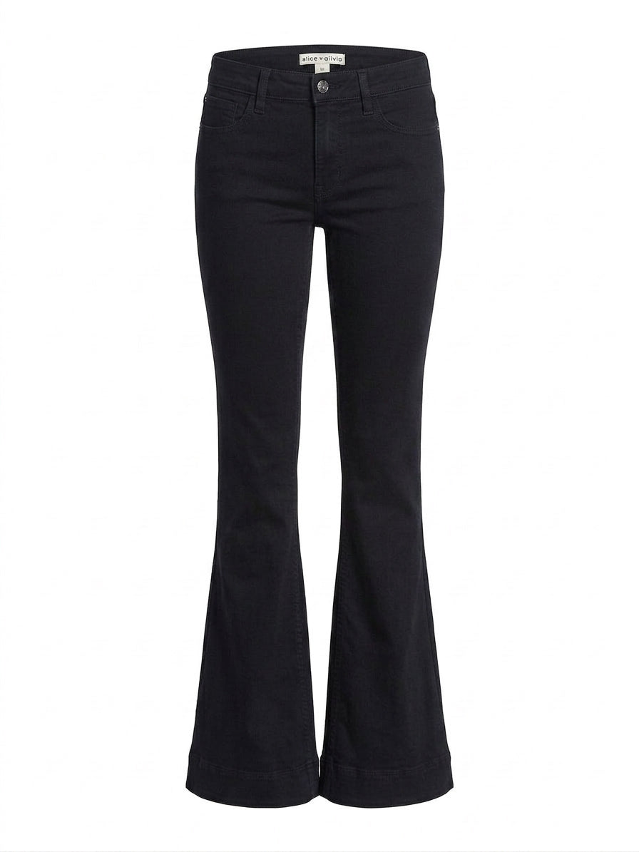 Alice + Olivia Flared Heel Jeans Navy Cotton Blend - size 25 - Image 1