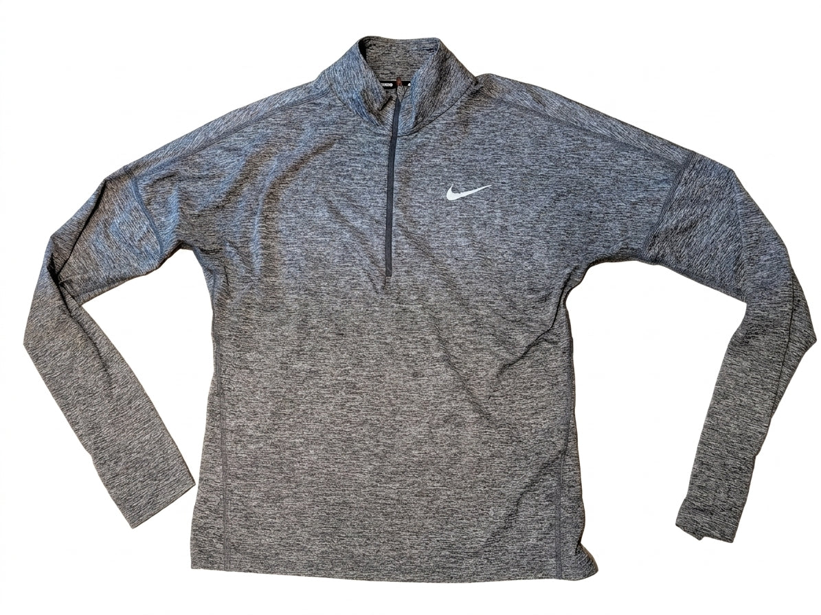Nike Running Heather Gray Polyester Dri-Fit Long Sleeve Shirt - Small - Image 1