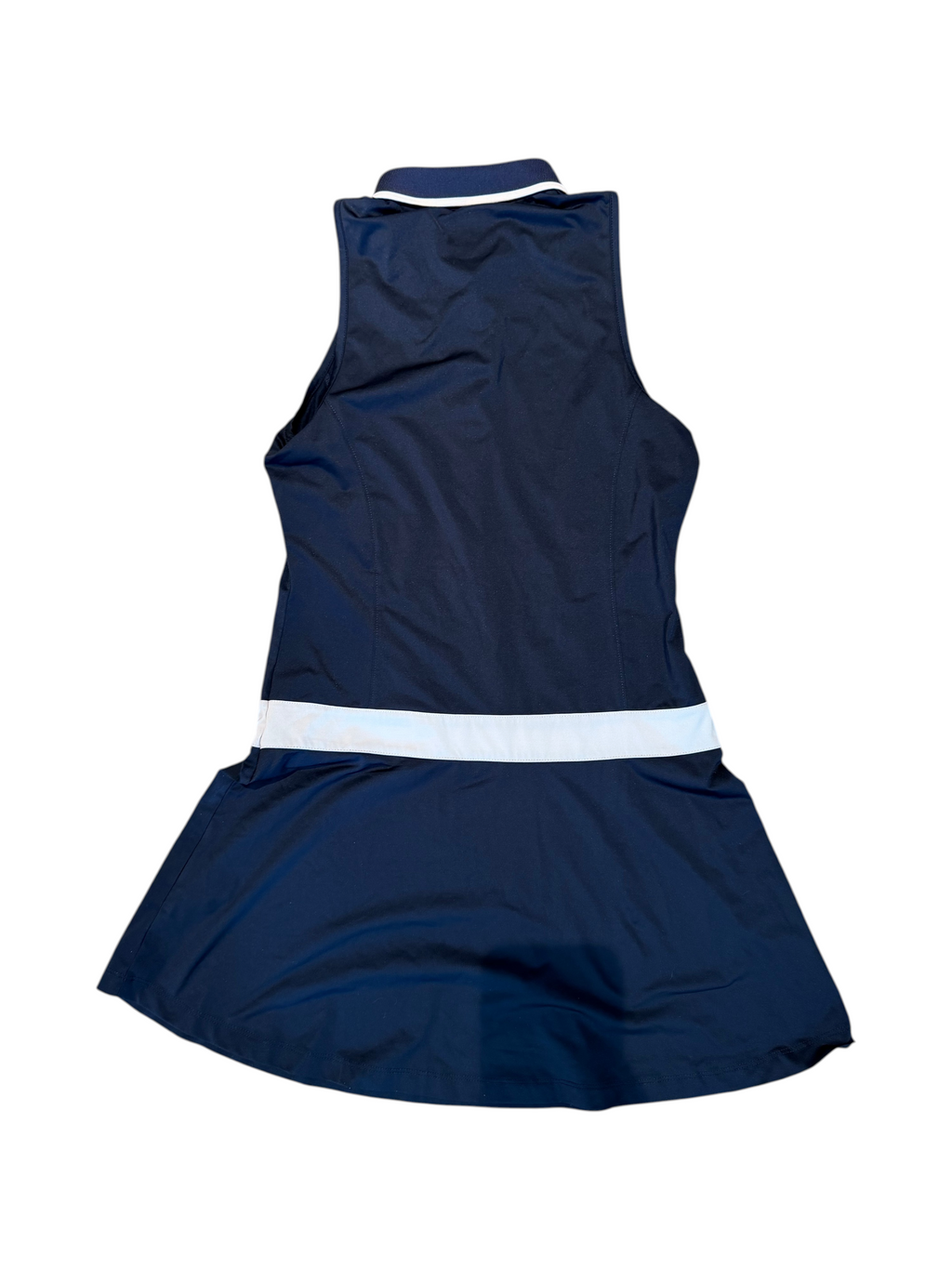 Fila Sleeveless Navy Blue Polo Dress White Waist Stripe - Small - Image 2