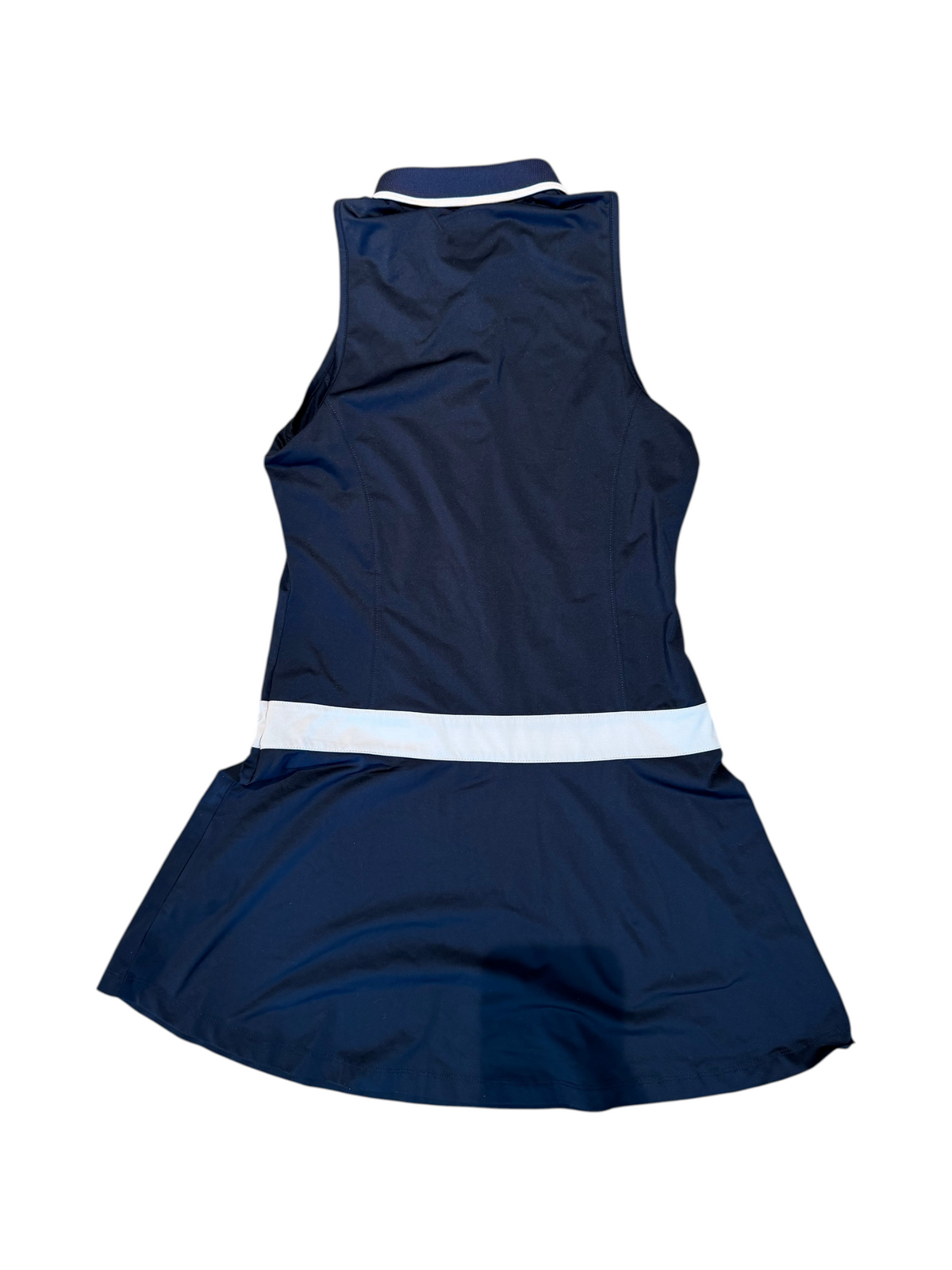 Fila Sleeveless Navy Blue Polo Dress White Waist Stripe - Small - Image 2