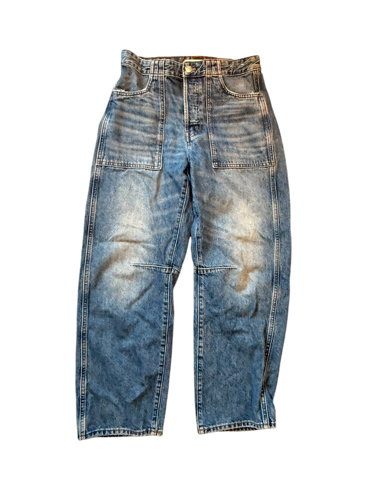 Madewell The Darted Barrel-Leg Medium Blue Jeans - Size 25 - Image 1