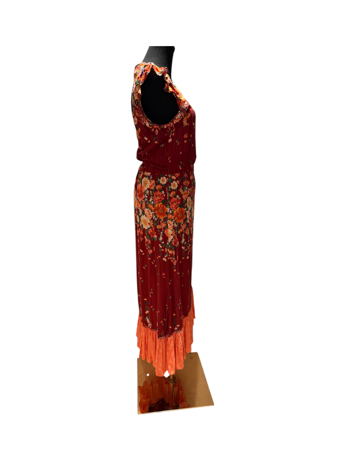 Farm Rio Red Floral Wrap Dress High-Low Hem Size S - Image 3