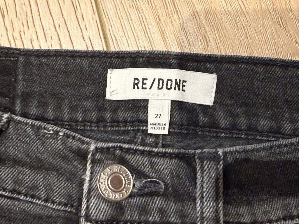 RE/DONE Black Jeans Size 24 Frayed Hem Denim Pants - Image 2