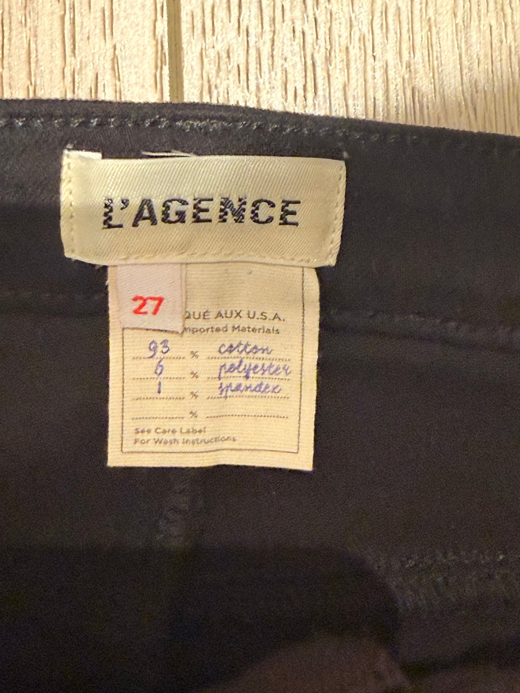 L'AGENCE Black Cotton Blend Pants Raw Hem - Size 27 - Image 4