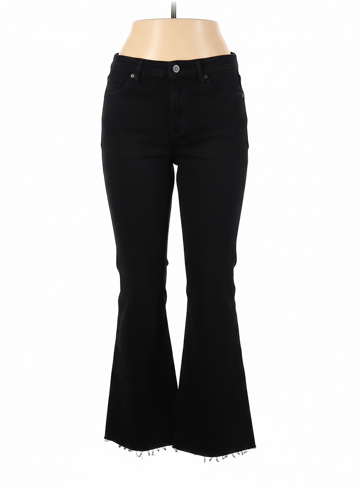 L'AGENCE Black Cotton Blend Pants Raw Hem - Size 27 - Image 2