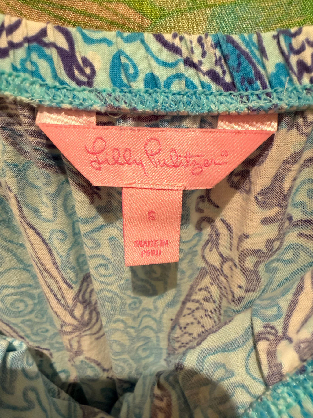 Lilly Pulitzer Small Blue Strapless Maxi Dress Mermaid Print - Image 2