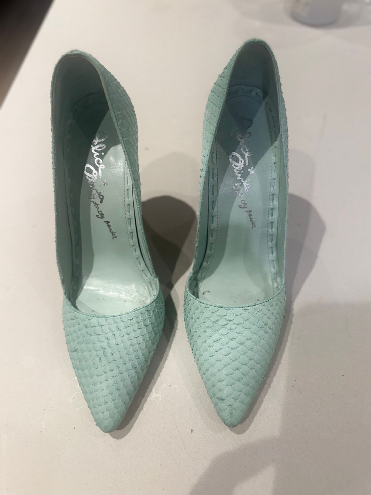 Alice + Olivia High Heel Pumps Size 40 Light Blue Leather - Size 40 (US 9) - Image 6