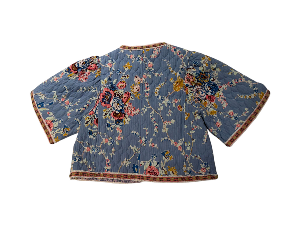 Love the Label Blue Floral Cotton Crop Jacket - Medium - Image 3