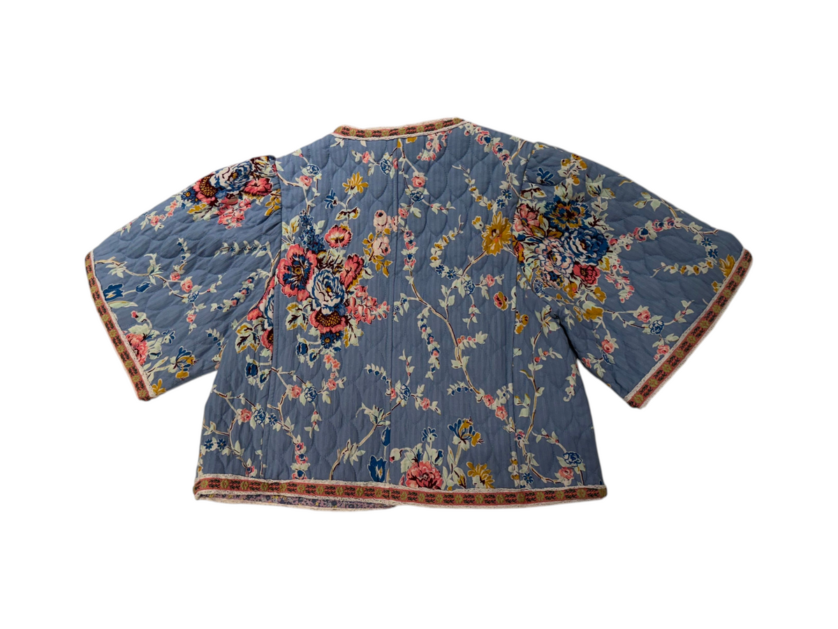 Love the Label Blue Floral Cotton Crop Jacket - Medium - Image 3