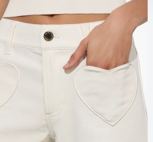 Alice + Olivia Jeans Heart Pocket Off-White Women's Jeans - Image 2