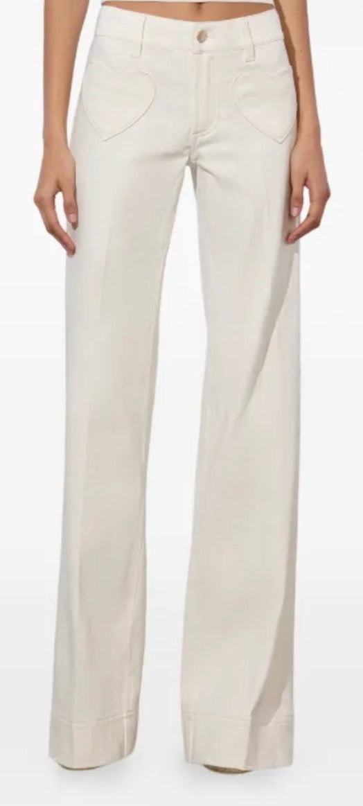 Alice + Olivia Jeans Heart Pocket Off-White Women's Jeans - Image 1