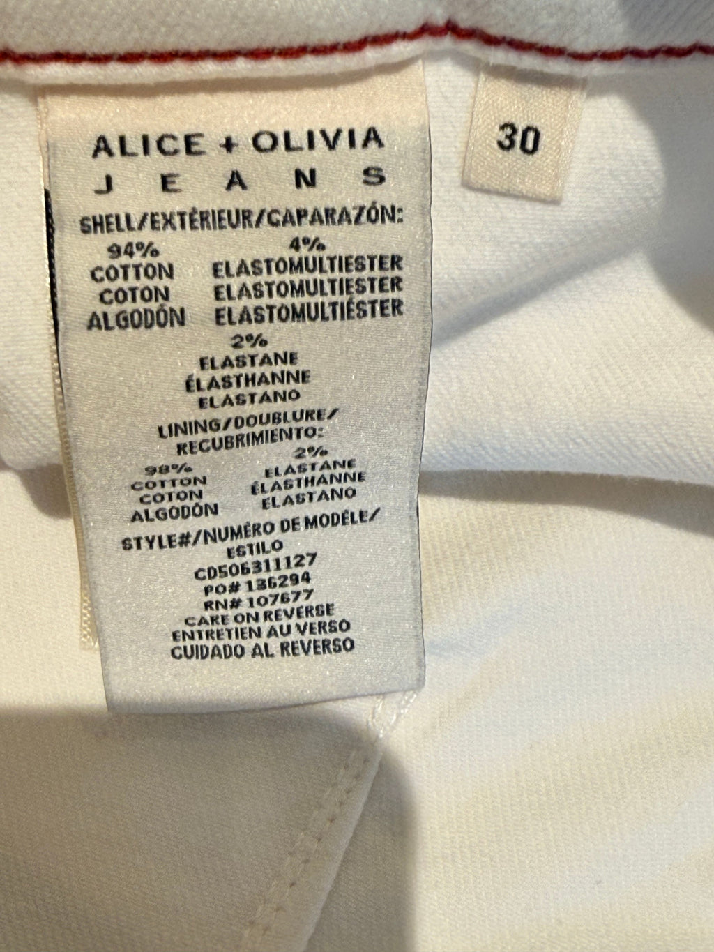 Alice + Olivia Jeans Heart Pocket Off-White Women's Jeans - Image 5