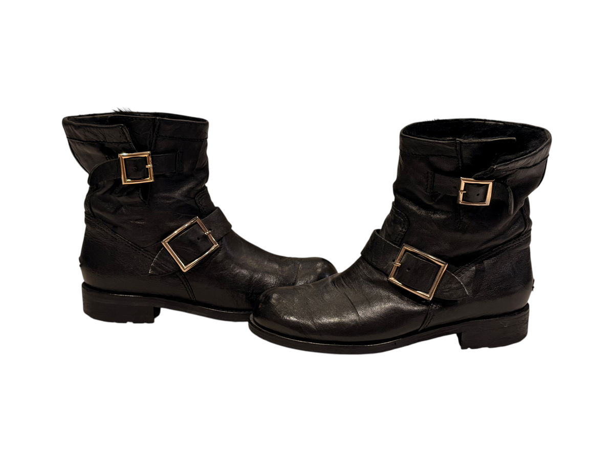 Jimmy Choo Leather Moto Boots Women's 8.5 Black - Image 2
