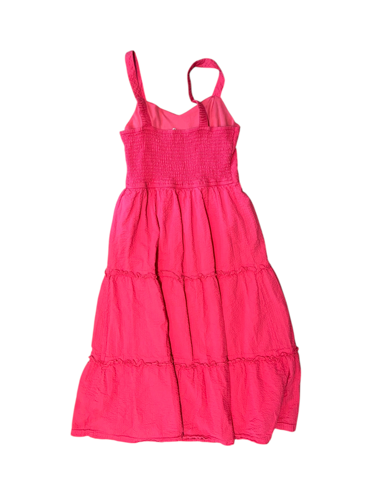 Japna Pink Cotton Smocked Tiered Sleeveless Dress - Small - Image 2