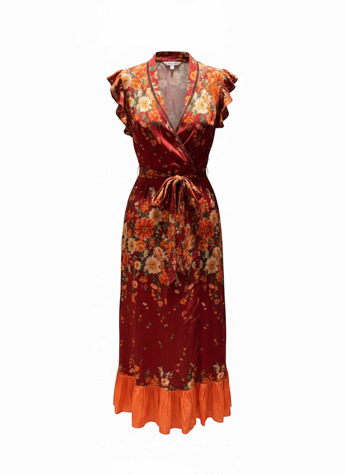 Farm Rio Red Floral Wrap Dress High-Low Hem Size S - Image 1