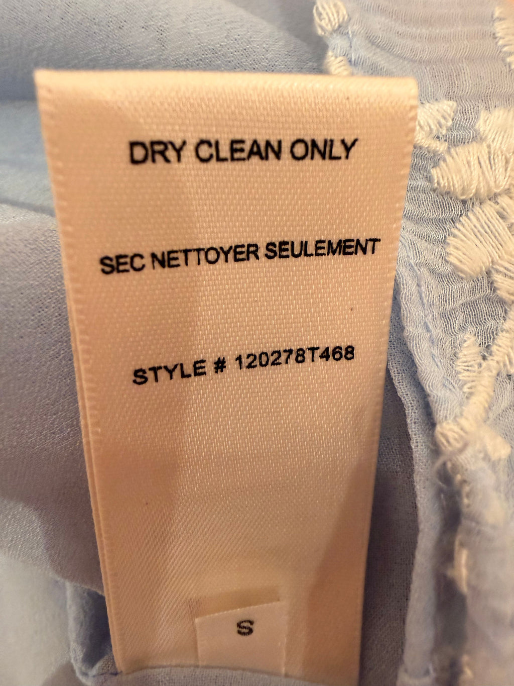 Rebecca Taylor Small Light Blue Cotton Silk Blouse Embroidered - Image 5
