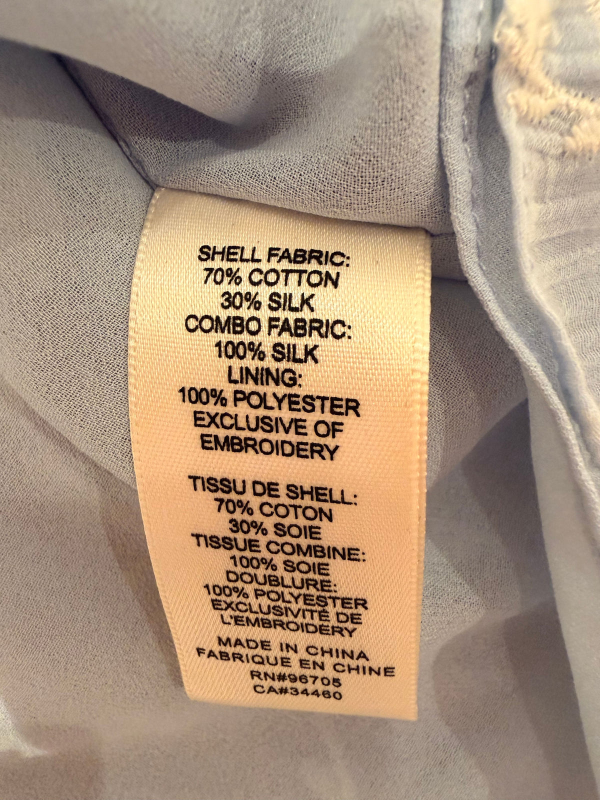 Rebecca Taylor Small Light Blue Cotton Silk Blouse Embroidered - Image 4