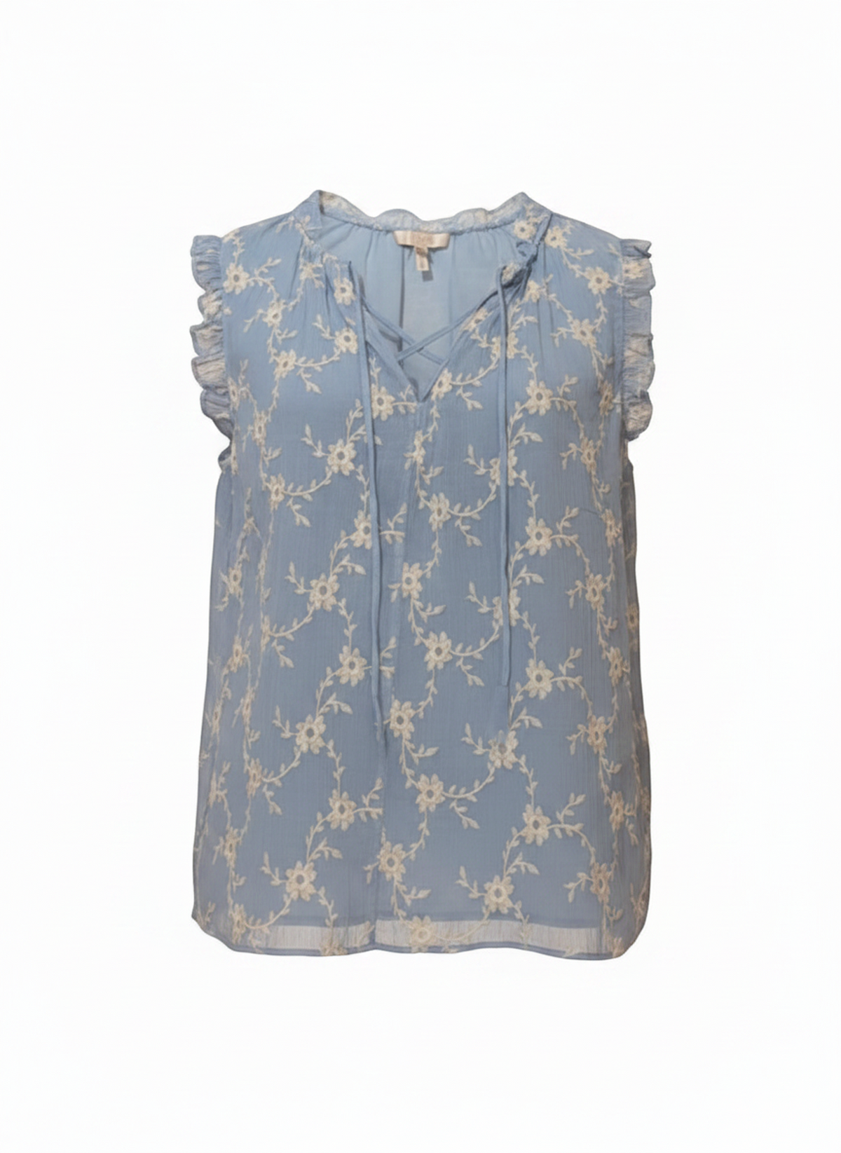 Rebecca Taylor Small Light Blue Cotton Silk Blouse Embroidered - Image 1
