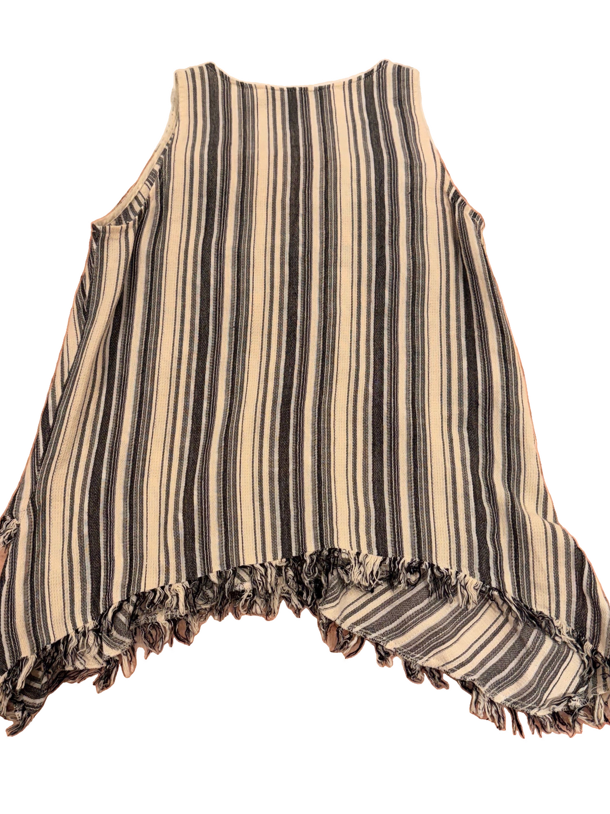 BCBGMAXAZRIA XS Black and Ivory Cotton Rayon Fringe Shell Top - Image 3