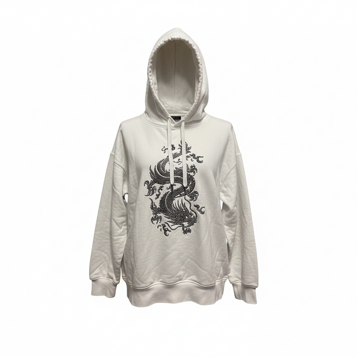 Maje Tragon White Sweatshirt Hoodie w/Embellishments - Medium - Image 1