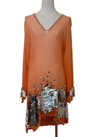 Lotus Swim Peach Coverup w/Silver Pailettes - Large - Image 1
