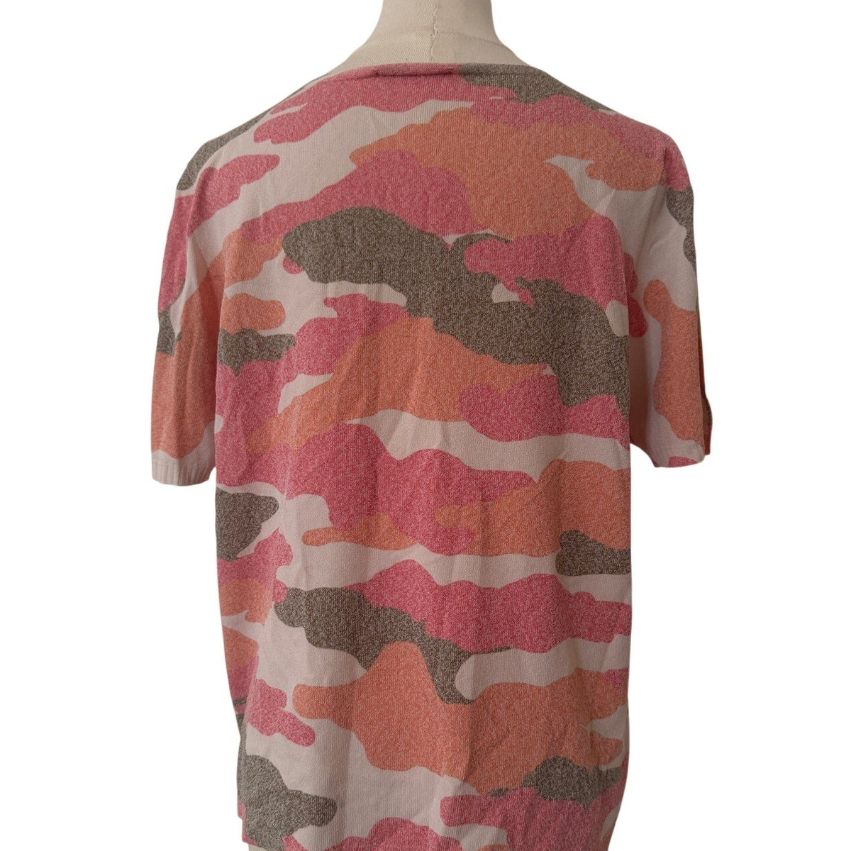 Escorpion Pink Orange Brown Camo Print V-Neck Sweater L