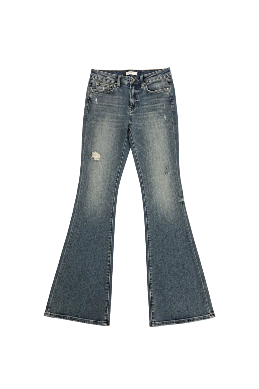 Flying Monkey Flare Bottom Worn Denim Jeans - 27