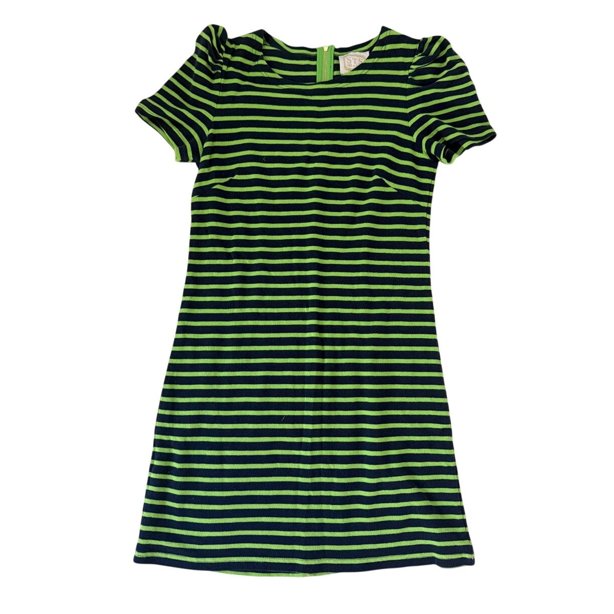 Sail to Sable Navy and Green Striped Dress - Size S