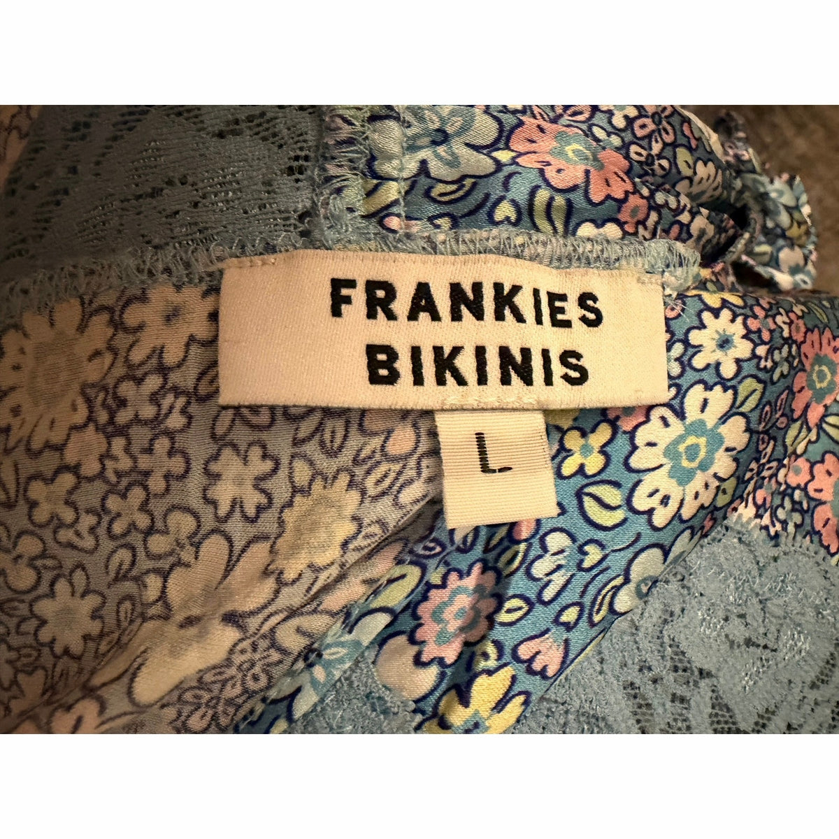 Frankies Bikinis Miriam Silk Halter Tank Springtime Floral L