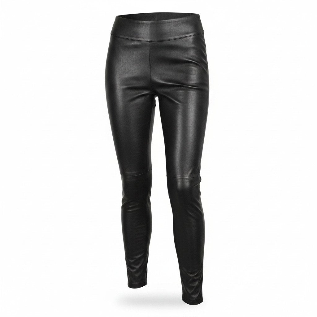 Iris & Ink Black Lambskin Stretch-Leather Leggings IT38/US6