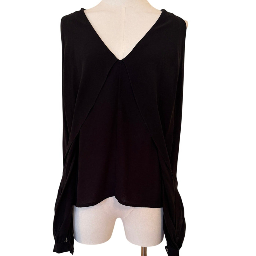 Dion Lee Black Off-the-Shoulder Silk Blouse Top US 6