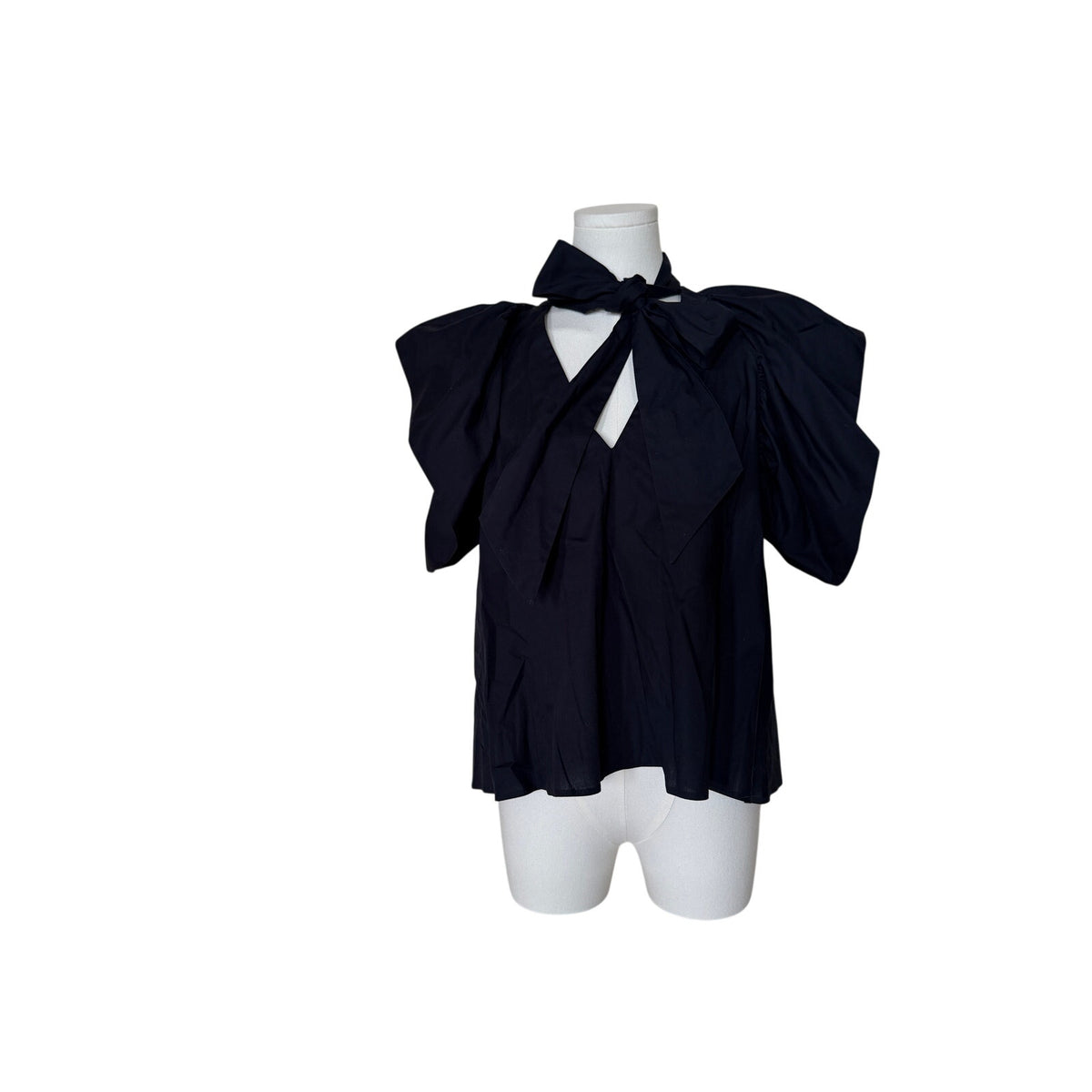 MEG Midnight Blue Cotton Flutter Sleeve V-Neck Tie Top M