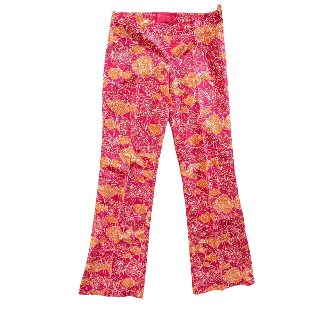 Lilly Pulitzer Pink Orange Fish Print Cotton Pants Size 0