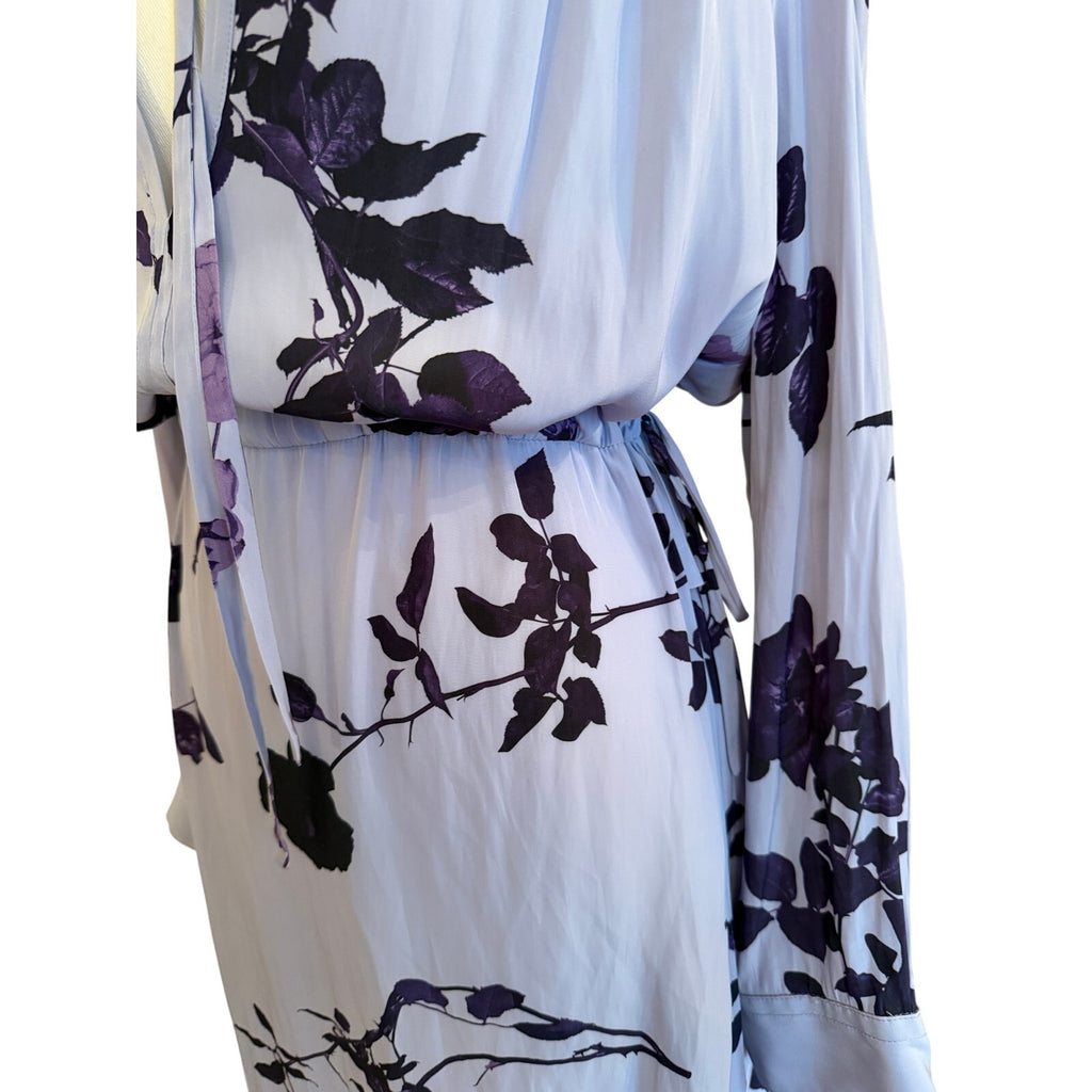 Dries Van Noten Tie Front Shirtdress Purple Floral - Size 38/ US 6