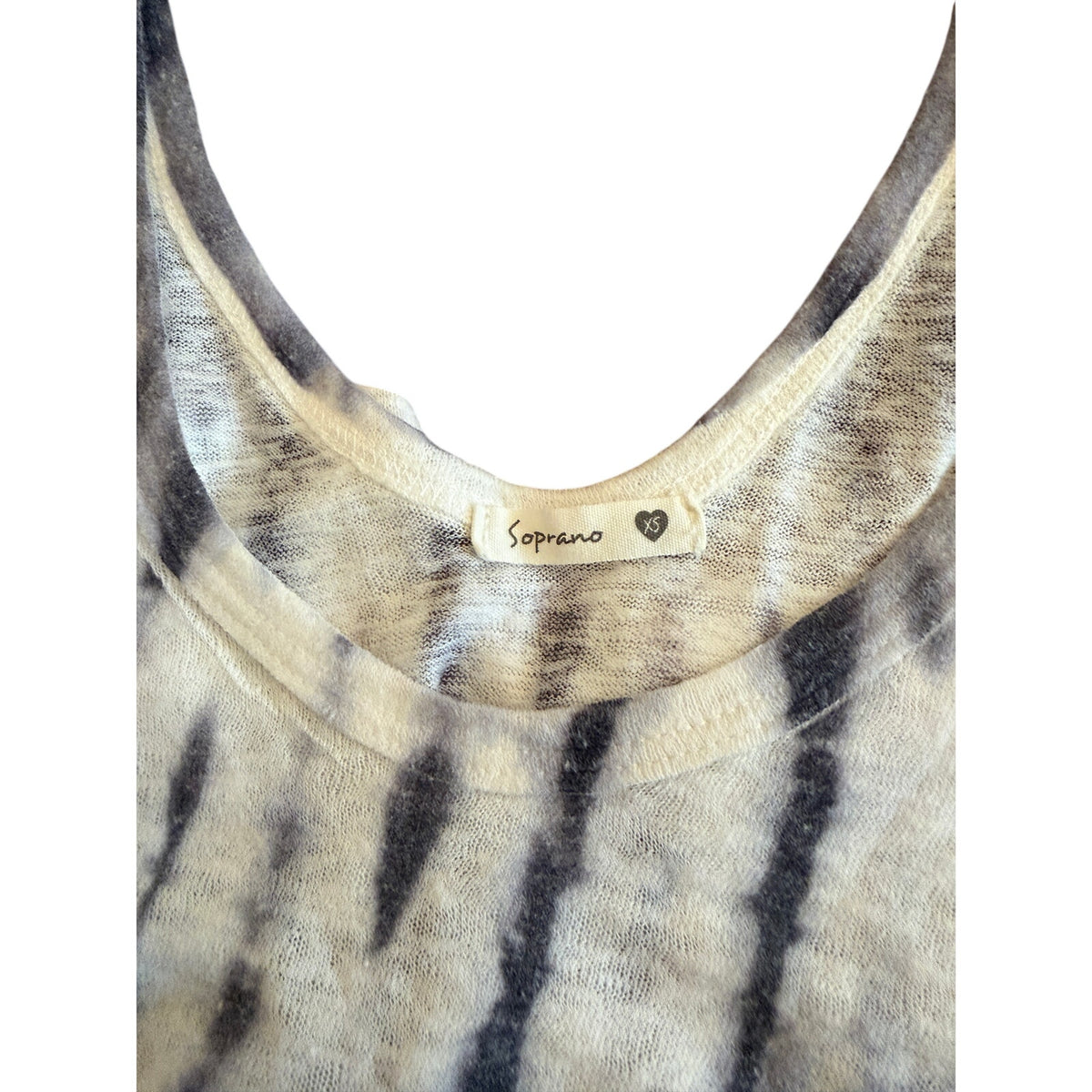 Soprano Blue-Grey Shibori Tie-Dye Tank Top XS