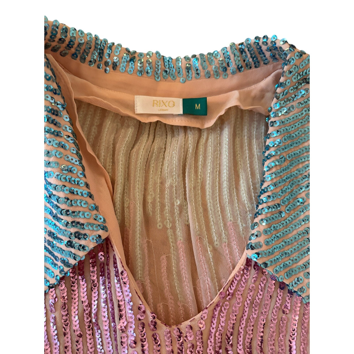 Rixo London Lyla Sequin Rainbow Collared Blouse - Medium