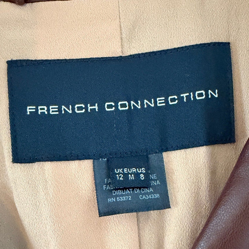 French Connection Burgundy Motorcycle Jacket Blazer US 8