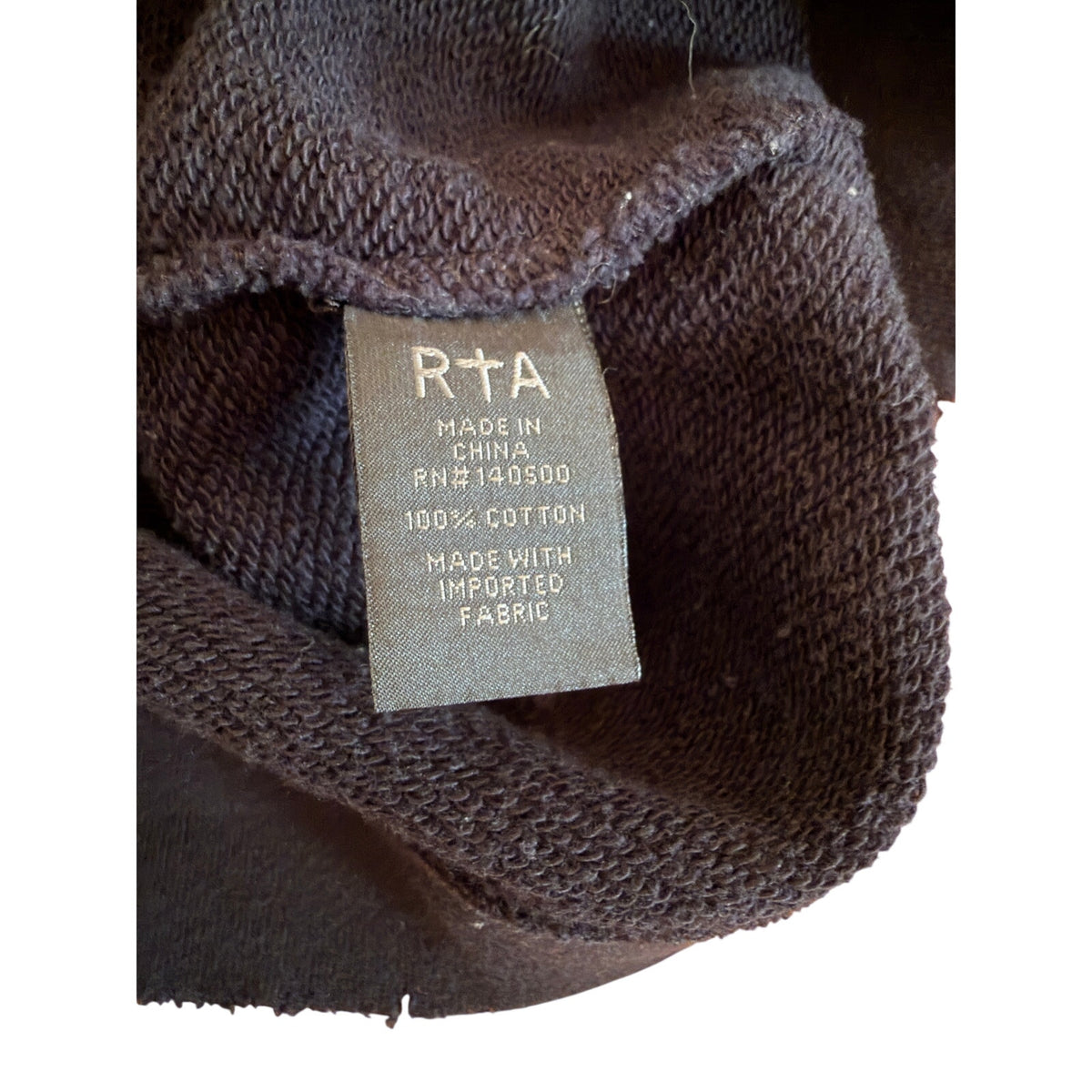 RTA Black Waxed Sweatshirt Sweater Size S