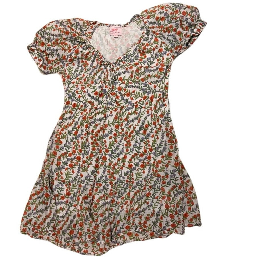 Banjanan Floral Puff Sleeve Cotton Mini Dress Size L