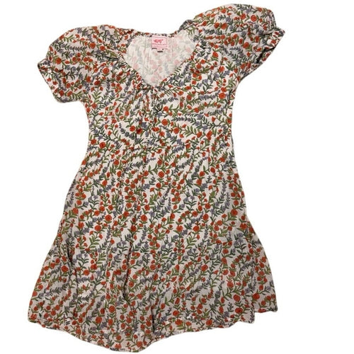 Banjanan Floral Puff Sleeve Cotton Mini Dress Size L