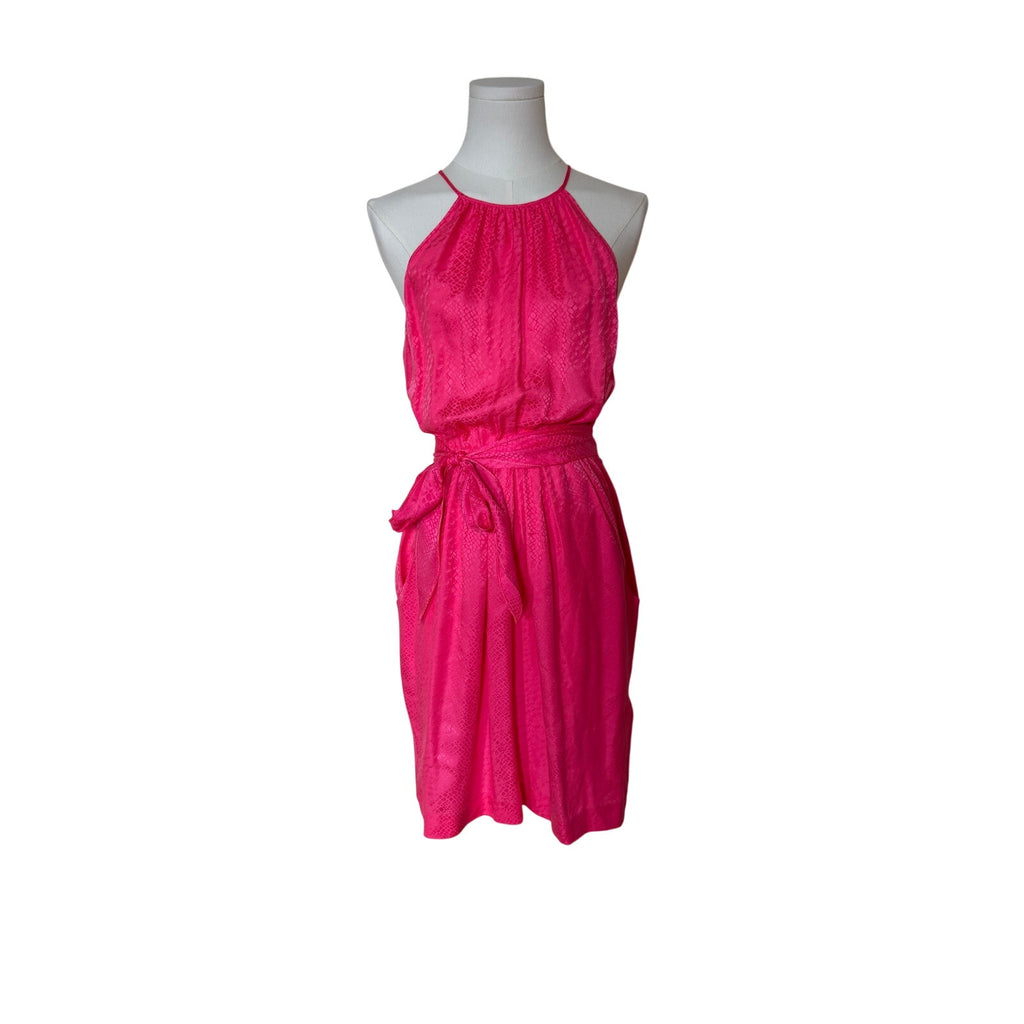 Rebecca Taylor Hot Pink Snake Effect Dress w/Pockets 2