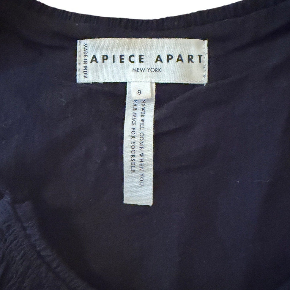 Apiece Apart Black Cotton Top with Pom Trim Size 8